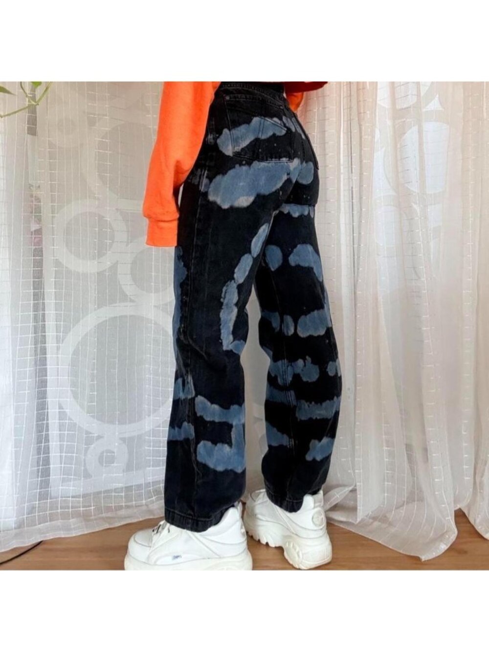 Ragged Dyed Straight Leg Jeans